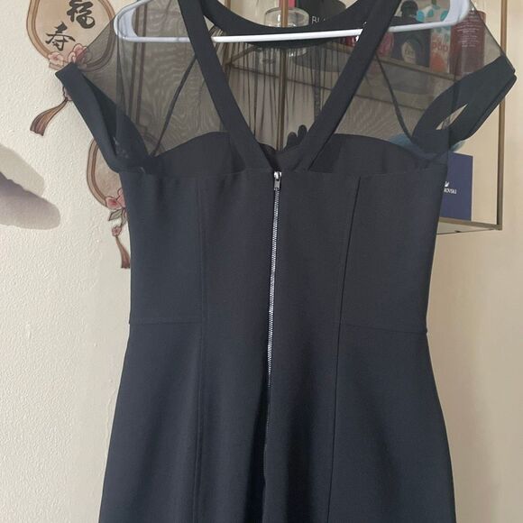 Nordstrom Maggy London classy sheer illusion bodycon black midi dress size 8 - Picture 6 of 16